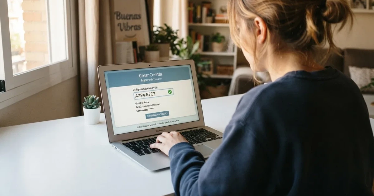 Persona introduciendo un código promocional en la pantalla de registro de un casino online con licencia DGOJ