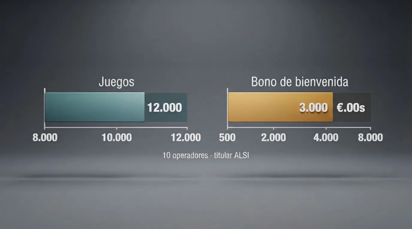Tabla con columnas que comparan nombre del operador, juegos, bono de bienvenida y proveedores de softare