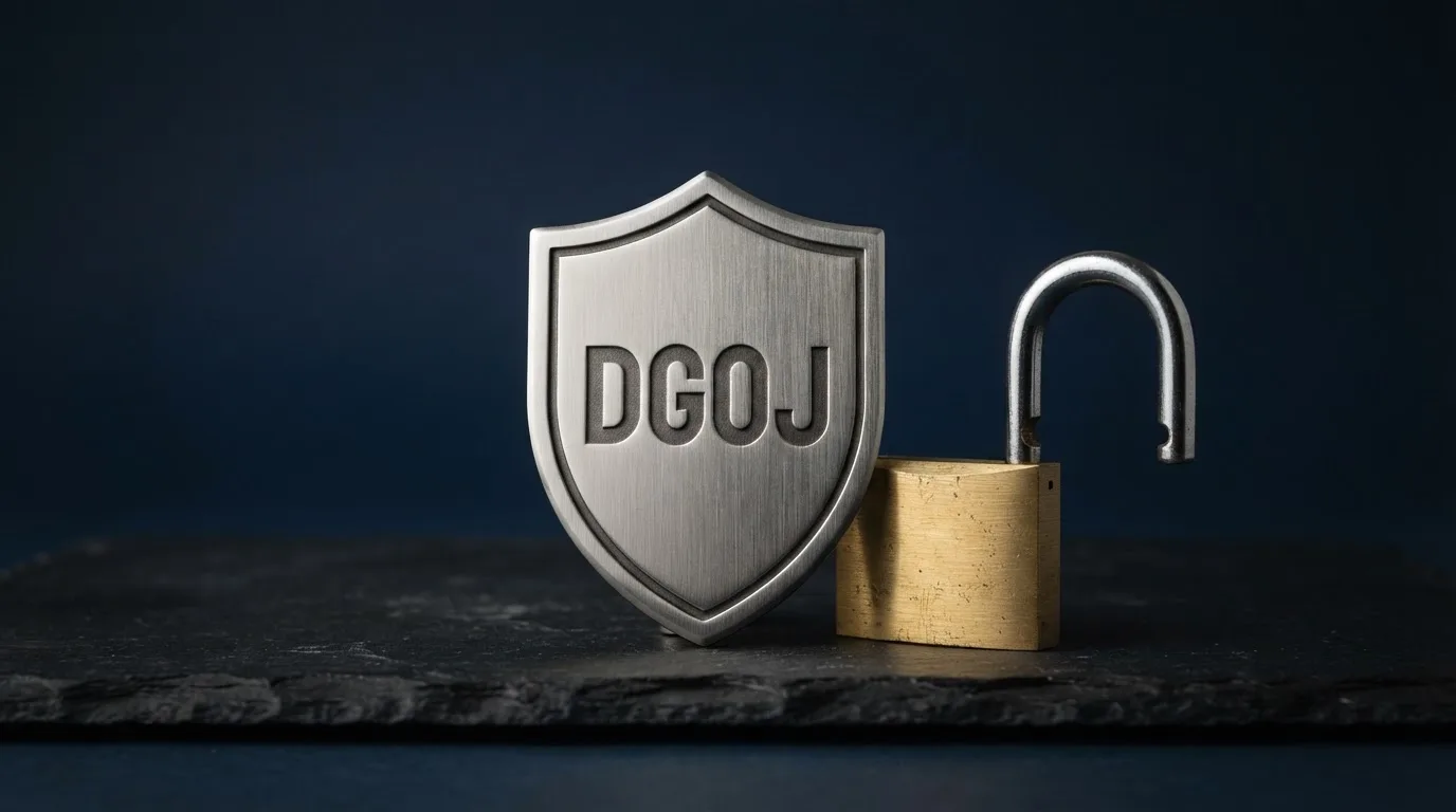 Escudo de la DGOJ junto a símbolos de licencias internacionales de juego y un candado de segurida d