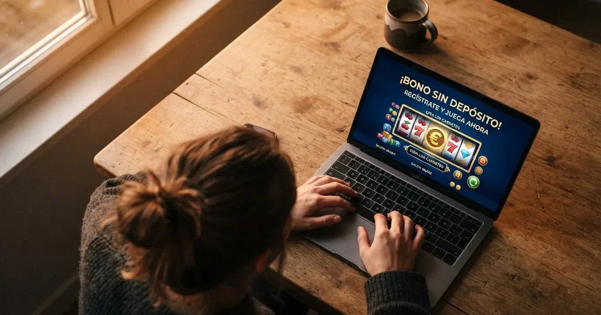 Interfaz de un casino online con licencia DGOJ mostrando la sección de promociones y un banner de bono sin depósito