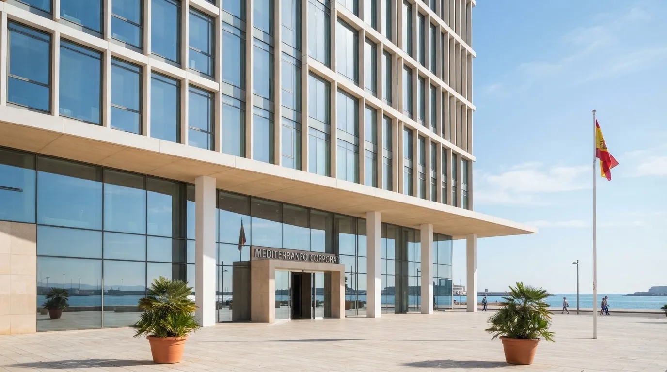 Edificio corporativo o fachada de la sede de Playtech Services en Ceuta